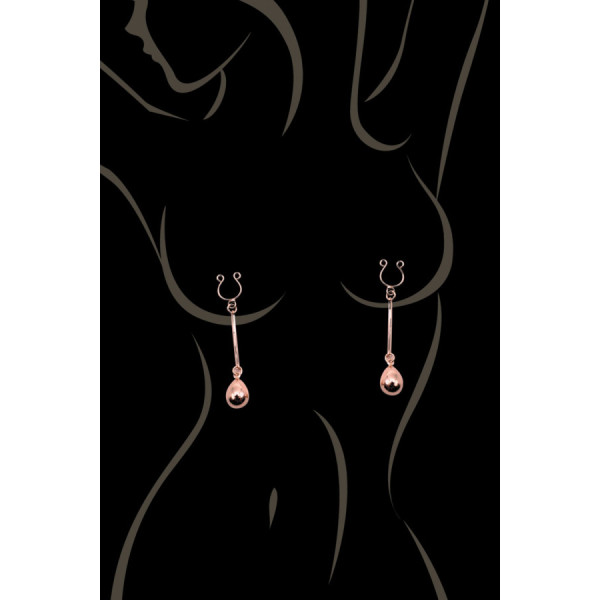 Bijou pince téton, forme perle doré rose 
